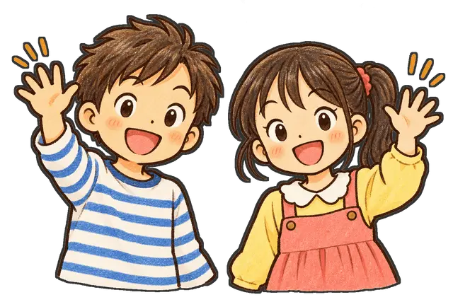 英語であいさつの枠付き版