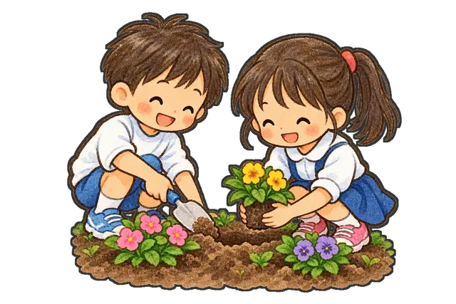 花壇の苗植えの枠付き版
