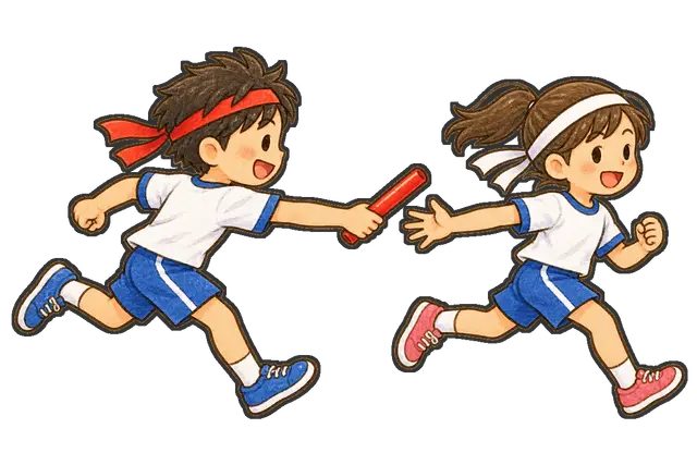 運動会のリレーの枠付き版