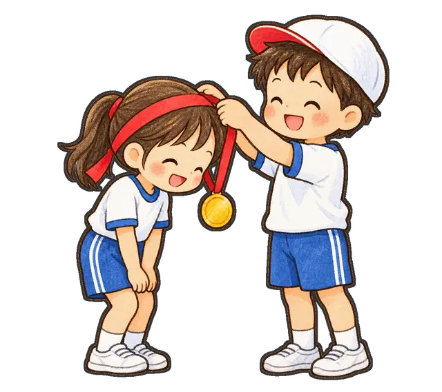 運動会の旗と笛の枠付き版
