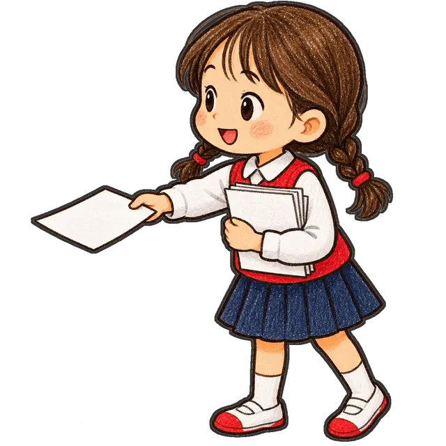 プリントを配る児童の枠付き版
