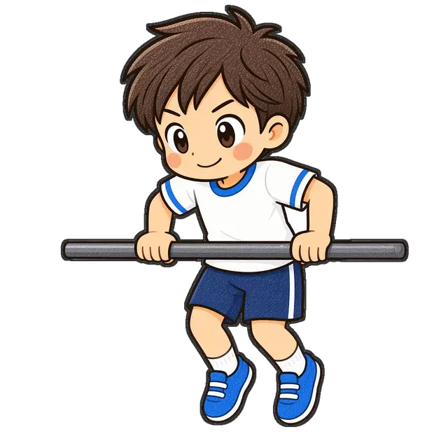 鉄棒をする男の子の枠付き版