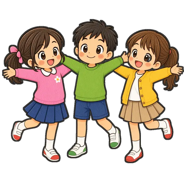 ダンスをする児童たちの枠付き版