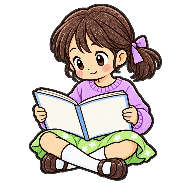 読書する児童の枠付き版