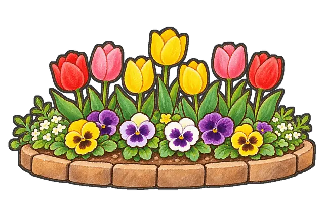学校の花壇の枠付き版