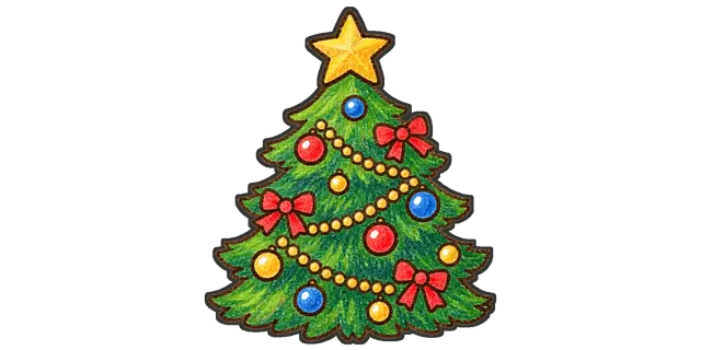 クリスマスツリーと星の枠付き版