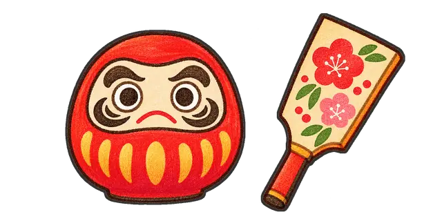 だるまと羽子板の枠付き版
