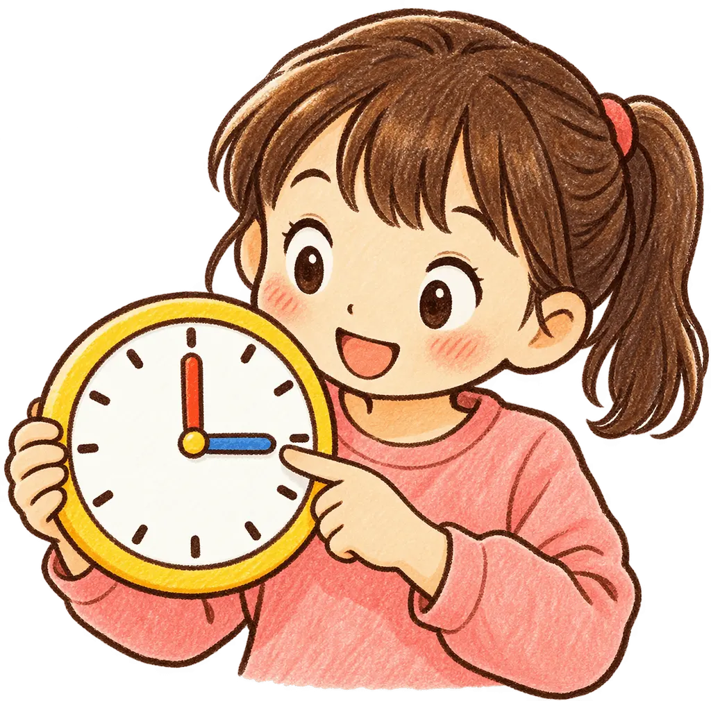 水彩の時計の学習。学校だより向けフリー素材