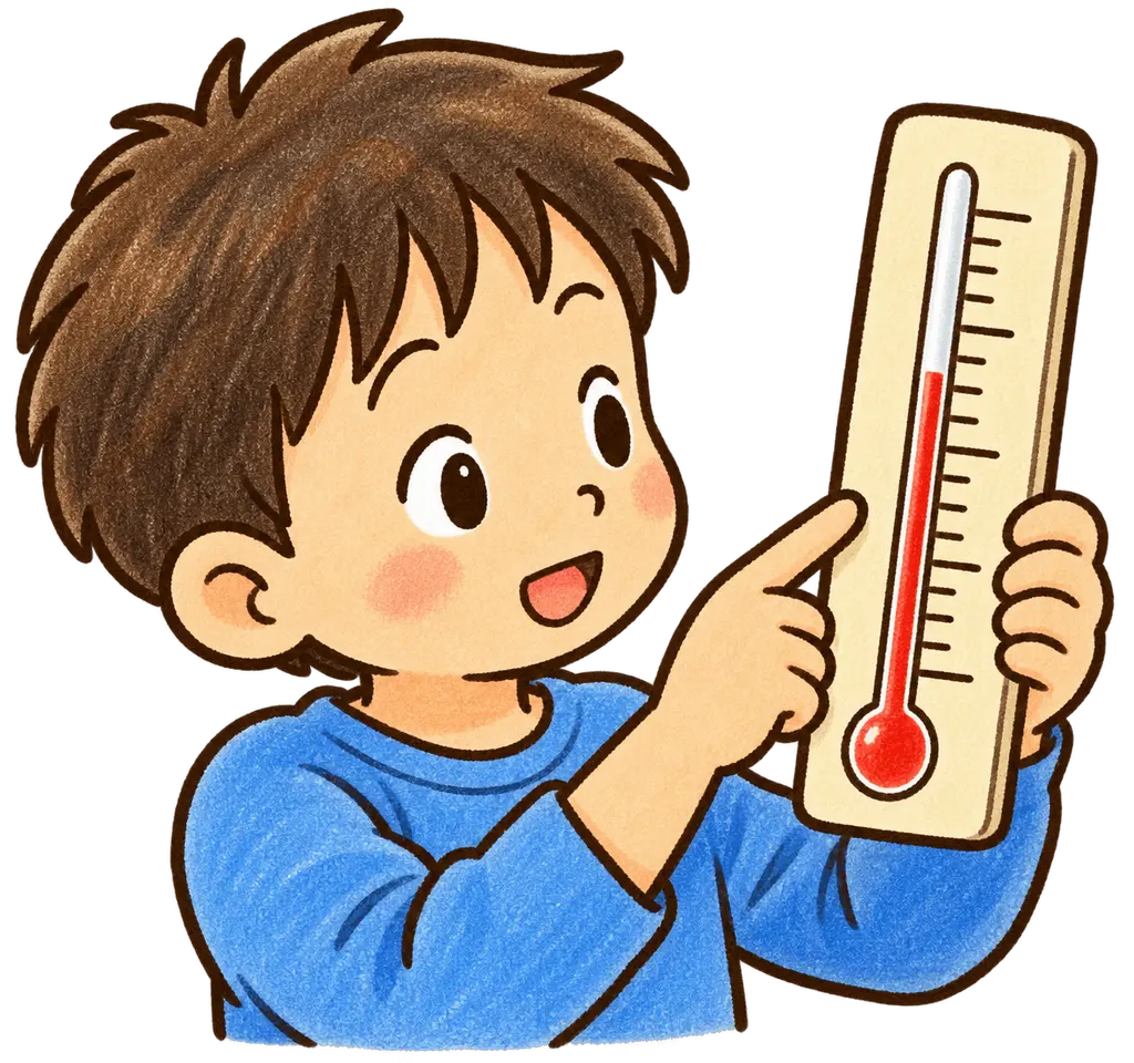 水彩の温度計。学校だより向けフリー素材