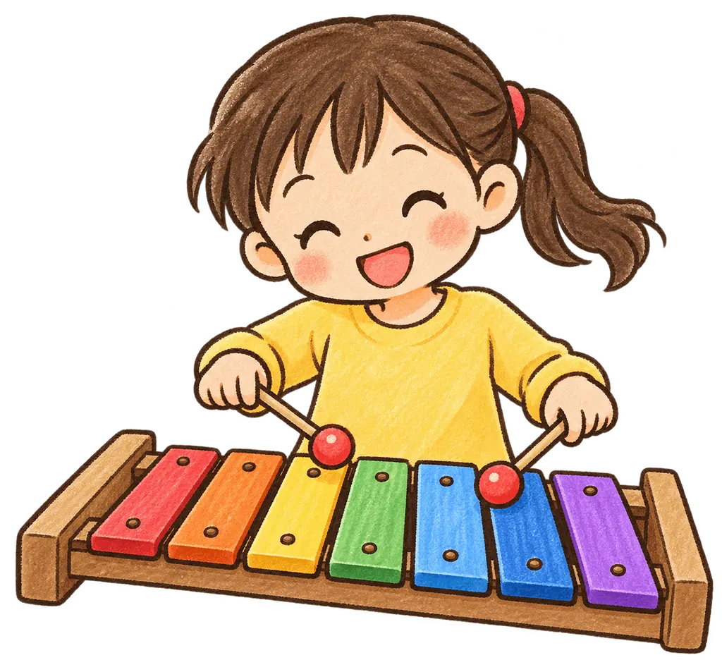 水彩の木琴。学校だより向けフリー素材