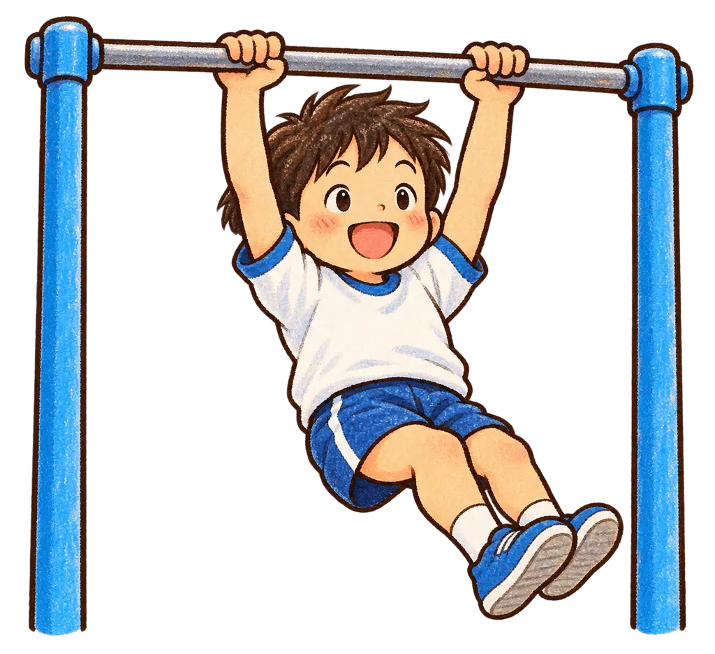 水彩の鉄棒。学校だより向けフリー素材