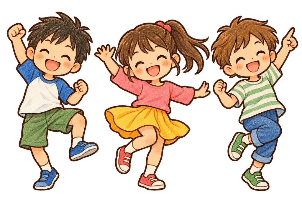 水彩のダンス。学校だより向けフリー素材