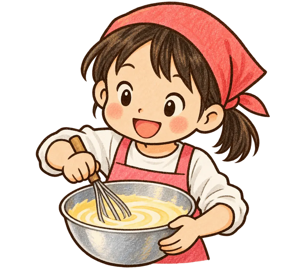 水彩の調理実習。学校だより向けフリー素材