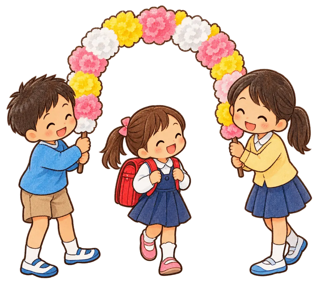 水彩の一年生を迎える会。学校だより向けフリー素材
