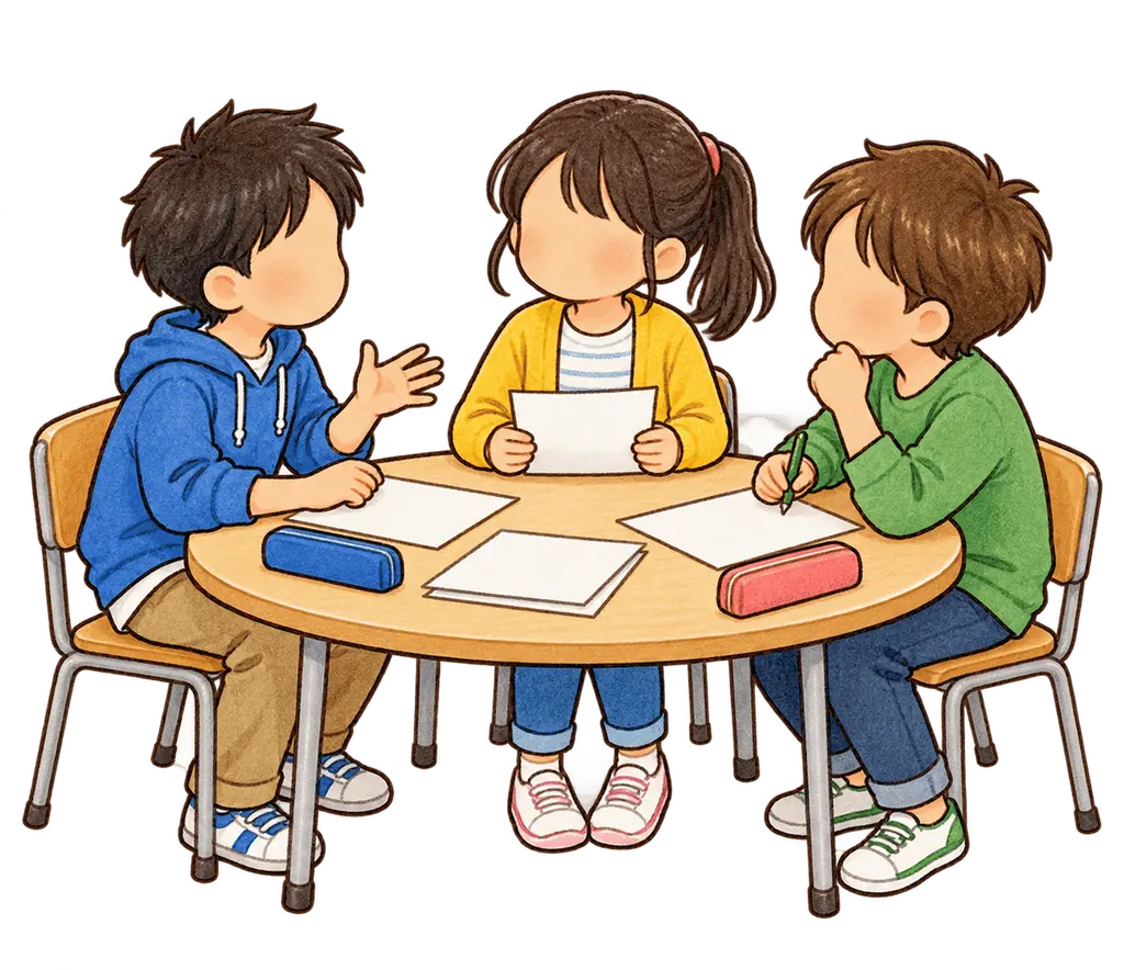 水彩の委員会活動の相談。学校だより向けフリー素材