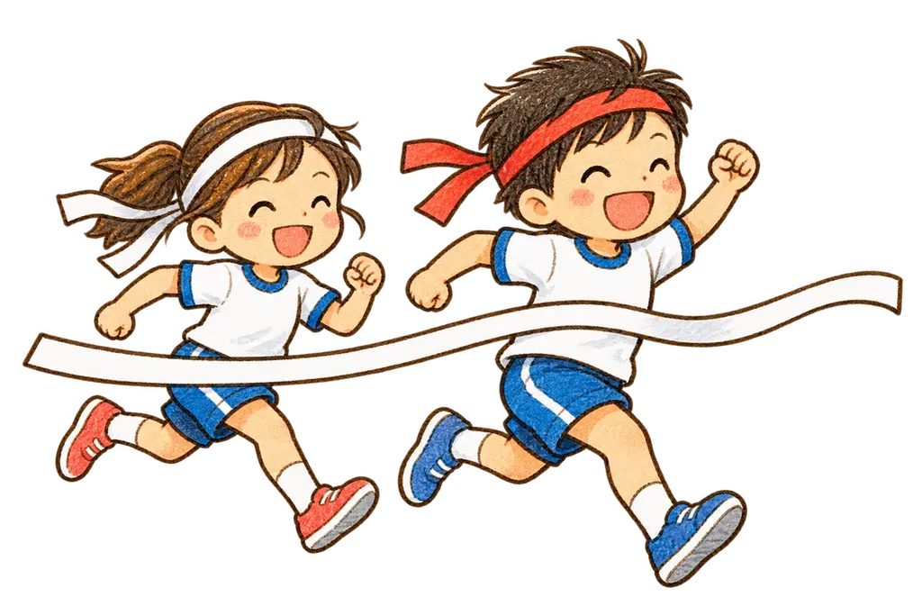 水彩の運動会のかけっこ。学校だより向けフリー素材