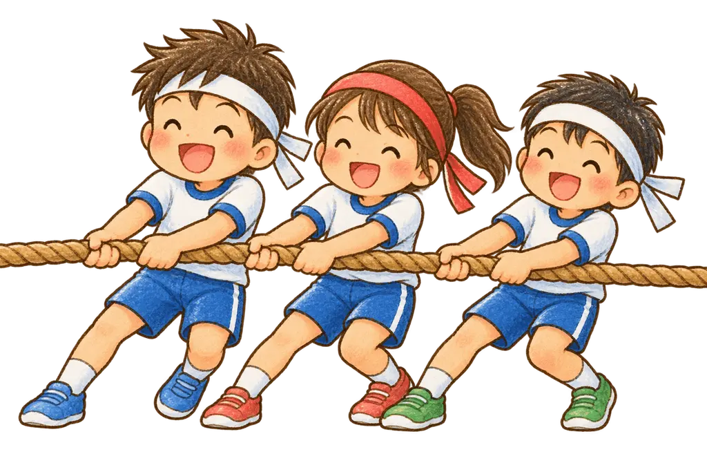 水彩の運動会のダンス。学校だより向けフリー素材
