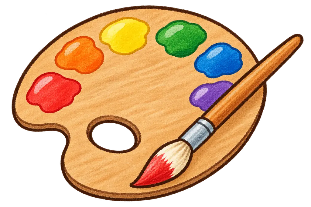 水彩の絵の具パレット。学校だより向けフリー素材