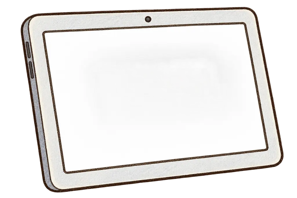 水彩の学習用タブレット。学校だより向けフリー素材