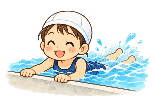 水彩のプールでバタ足