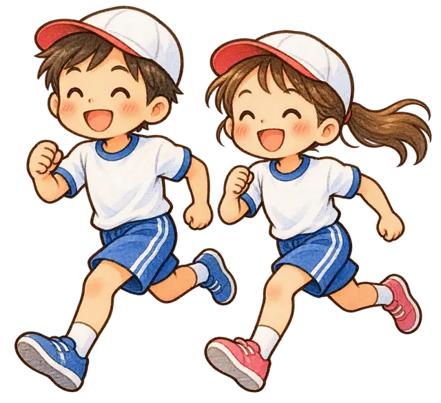 水彩の持久走の応援