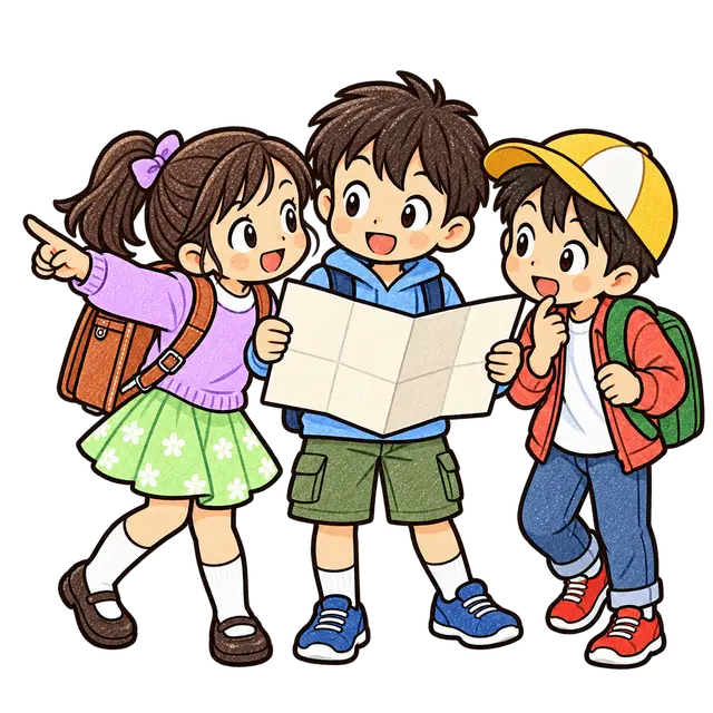 修学旅行の班行動の挿絵