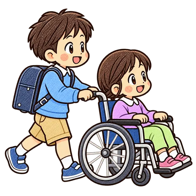 車いす体験の挿絵