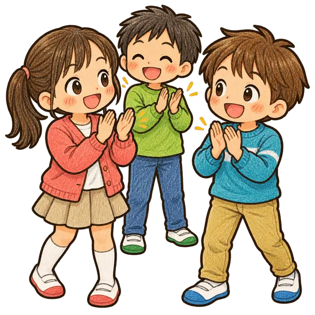 拍手する児童たち