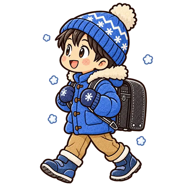 雪の日の登校の挿絵