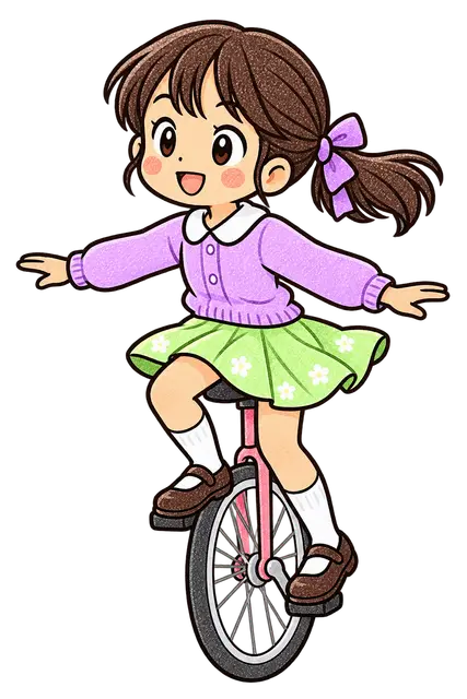 一輪車に挑戦の挿絵