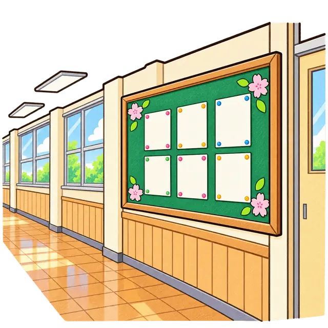 廊下と掲示板の挿絵
