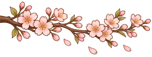 水彩の桜の枝